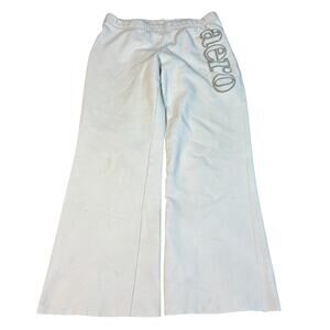 y2k 2000s Aeropostale baggy wide leg flared white sweatpants 28x25 xs babydoll